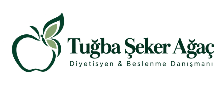 Diyetisyen Tuğba Şeker Ağaç elma ve kelebek logolu yatay marka işareti