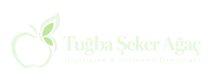 Diyetisyen Tuğba Şeker Ağaç elma ve kelebek logolu yatay marka işareti